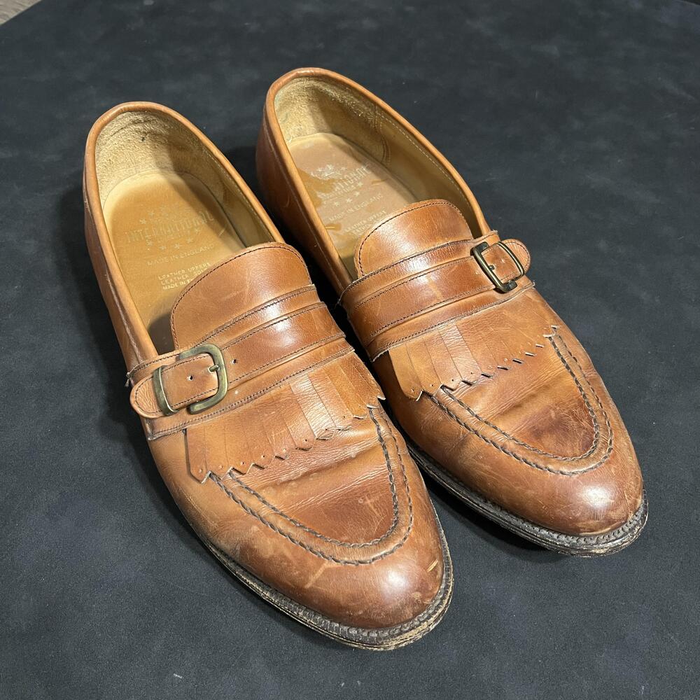 Cheaney Bilbao Monk Strap Shoes Mens Size 11.5 Brown Fringe Kiltie Made England